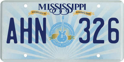 MS license plate AHN326