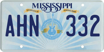 MS license plate AHN332