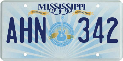 MS license plate AHN342