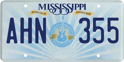 MS license plate AHN355