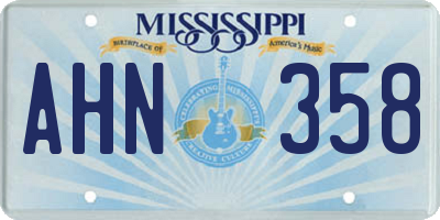 MS license plate AHN358