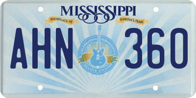 MS license plate AHN360