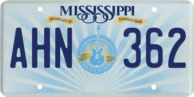 MS license plate AHN362