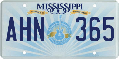 MS license plate AHN365