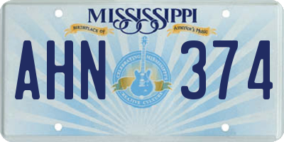MS license plate AHN374