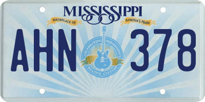 MS license plate AHN378