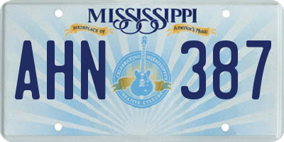 MS license plate AHN387
