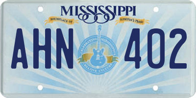 MS license plate AHN402