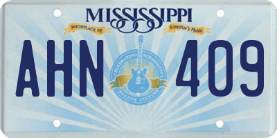 MS license plate AHN409