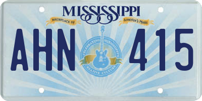 MS license plate AHN415