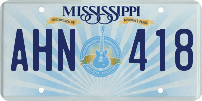 MS license plate AHN418