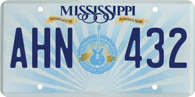 MS license plate AHN432
