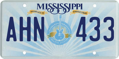 MS license plate AHN433