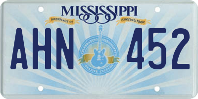 MS license plate AHN452