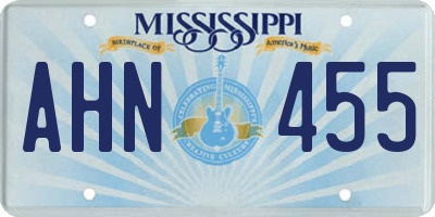 MS license plate AHN455