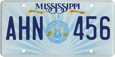 MS license plate AHN456