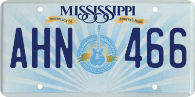 MS license plate AHN466