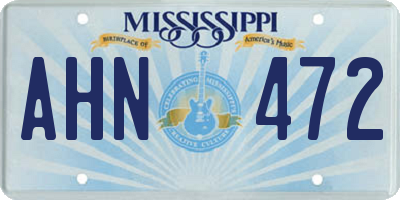 MS license plate AHN472
