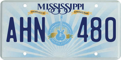 MS license plate AHN480