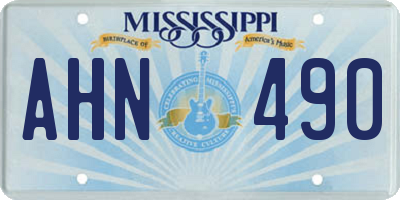 MS license plate AHN490
