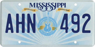 MS license plate AHN492