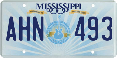 MS license plate AHN493