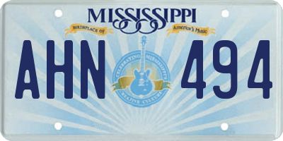 MS license plate AHN494