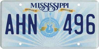 MS license plate AHN496