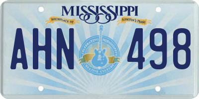 MS license plate AHN498