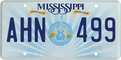 MS license plate AHN499