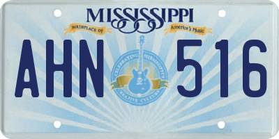 MS license plate AHN516