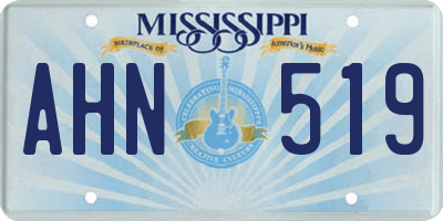 MS license plate AHN519