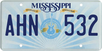 MS license plate AHN532