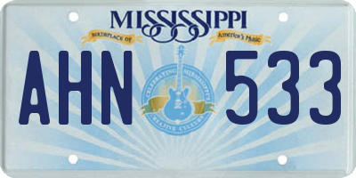 MS license plate AHN533