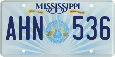 MS license plate AHN536