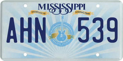 MS license plate AHN539
