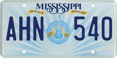 MS license plate AHN540