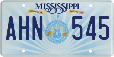 MS license plate AHN545