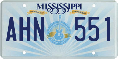 MS license plate AHN551