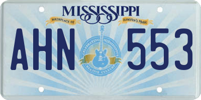 MS license plate AHN553