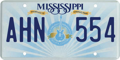 MS license plate AHN554