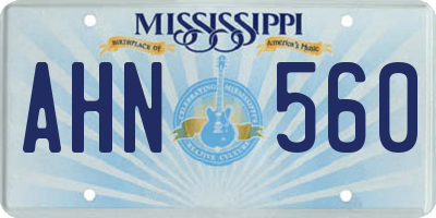 MS license plate AHN560
