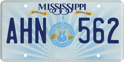 MS license plate AHN562