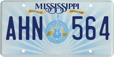 MS license plate AHN564