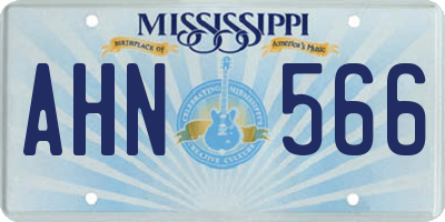 MS license plate AHN566