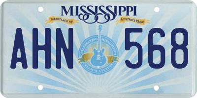 MS license plate AHN568
