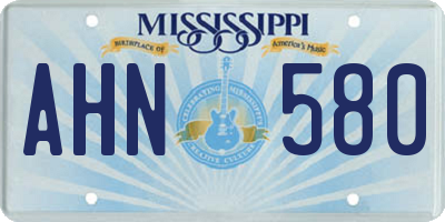 MS license plate AHN580