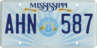 MS license plate AHN587