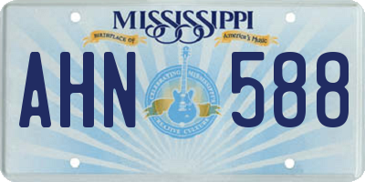 MS license plate AHN588