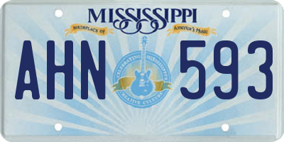 MS license plate AHN593